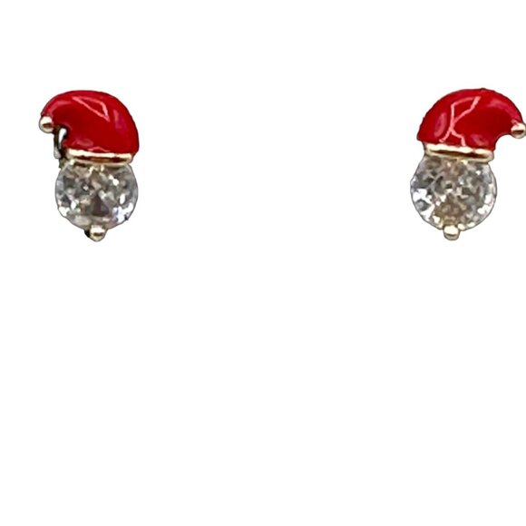 Santa Hat Crystal Stud Earrings Festive Holiday Jewelry Red Hat - Picture 3 of 9